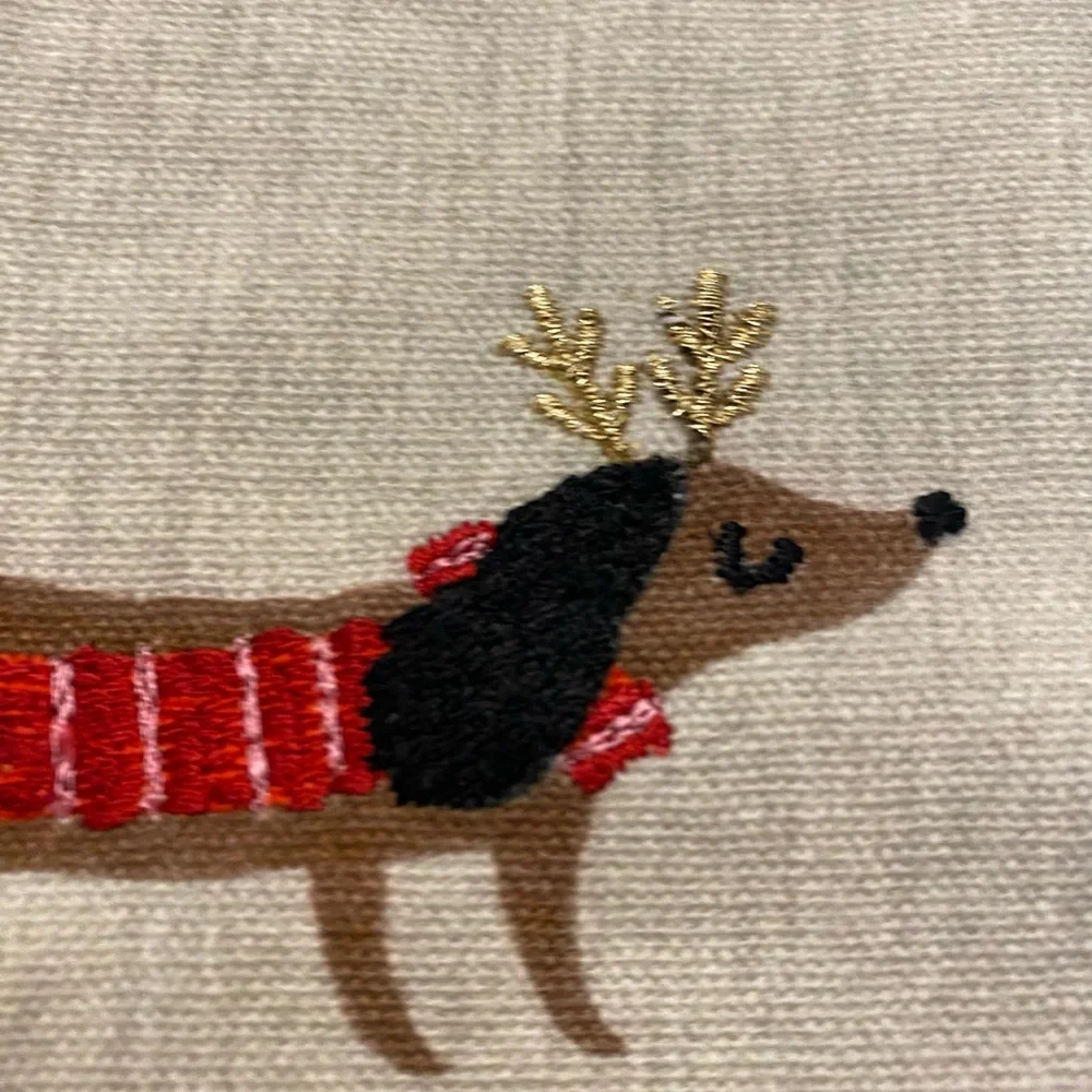 NEW West Elm Meri Meri Winter Dachshund Pillow Cover 20” Square- set of 2